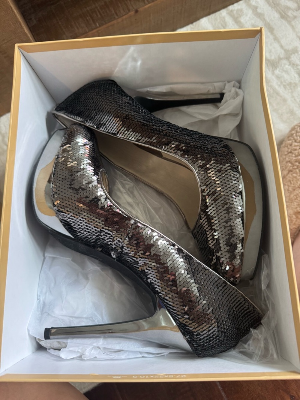 Michael Kors Black Sequin Platform Stiletto Pumps